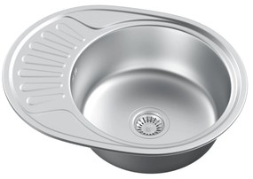 Erga HD, 1-komorový oceľový drez 570x450x160 mm s krátkym odkvapkávačom, dekor brúsený satén, ERG-MLS-HD5745S
