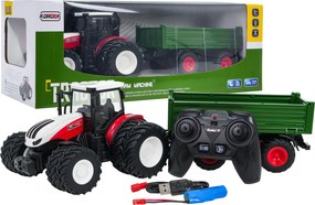 Ramiz Červený RC traktor so zeleným návesom na diaľkové ovládanie