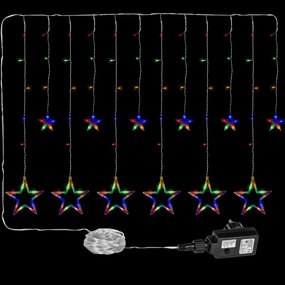 VOLTRONIC Vianočný záves,svietiace hviezdy, 150 LED, farebný