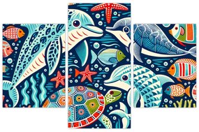 Obraz – Kreslené vodné zvieratká (90x60 cm)