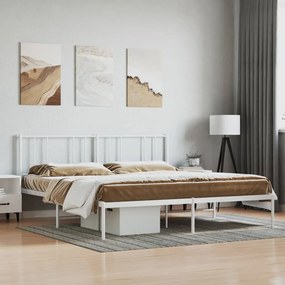 Kovový rám postele s čelom biely 193x203 cm 352535
