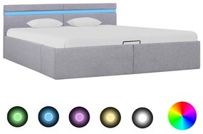 Hydraulický posteľný rám+úložný priestor, LED, látka 180x200 cm