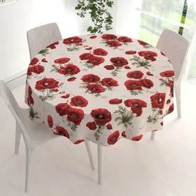 Biante Bavlnený okrúhly obrus Sandra SA-586 Vlčie maky na krémovom Ø 60 cm