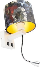 Moderná nástenná lampa biela s plyšovou kvetinovou tienidlom - Brescia
