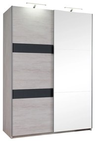 Skriňa Verdek SZ150 VD12, Farby: dub monastery / dub monastery + čierny lesk, Osvetlenie: osvetlenie LED, Systém tichého zatvárania: áno, Zrkadlo: nie