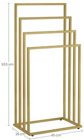 Stojan na uteráky LINESTRO kovový so 4 ramenami 93x45cm, zlatý