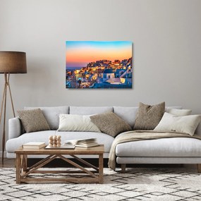 Sklenený obraz - Santorini pri zotmení (70x50 cm)