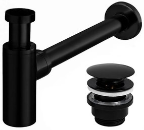 Rea univerzálny sifón umývadlový-polsifón + univerzálna výpusť umývadlová, čierna matná, REA-A5215