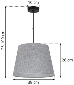 Závesné svietidlo Len, 1x šedé textilné tienidlo, (fi 38 cm), b