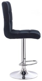 LuxuryForm DESIGN Barová stolička TOLEDO VELUR na striebornom tanieri - čierna