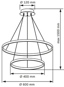 LED Luster na lanku LEA LED/35W/230V 4000K pr. 60 cm zlatá