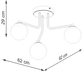 Stropné svietidlo Astral, 3x biele sklenené tienidlo, b