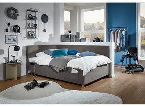 Antracitová rohová detská posteľ s úložným priestorom 90x200 cm Cool – Meise Möbel