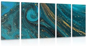5-dielny obraz smaragdová abstrakcia - 100x50
