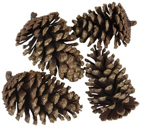 4 ks zlato hnedé dekoratívne šišky - 8/10 cm