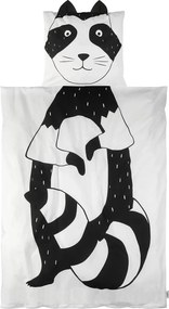 Bavlnené obliečky do postieľky RACCOON čierno-biele Rozmer obliečky: 40 x 60 cm | 100 x 135 cm