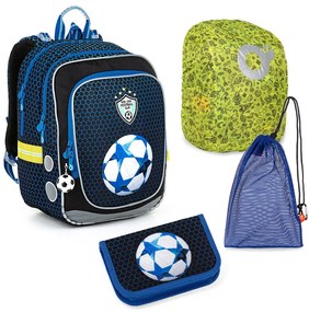 Veľký školský set Topgal ENDY 22016 B - školská taška + peračník + vrecko na prezuvky + pláštenka na batoh