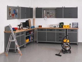 Pracovný stôl do dielne G1, 840 x 1600 x 600 mm, 6 zásuviek, 1 skrinka