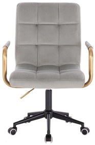 LuxuryForm DESIGN Stolička VERONA GOLD VELUR na čiernej podstave s kolieskami - svetlo šedá