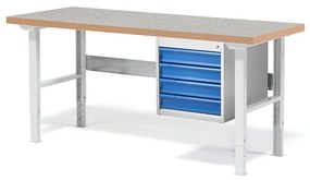 Dielenský stôl SOLID, 1500x800 mm, nosnosť 750 kg, 4 zásuvky, vinyl