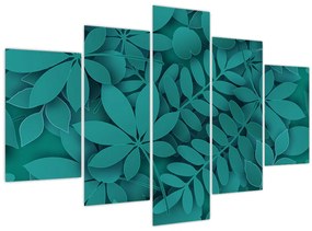 Obraz - Tyrkysové listy (150x105 cm)