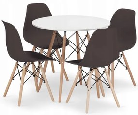 Jedálenský stôl TODI biely 80 cm so štyrmi stoličkami OSAKA kávové