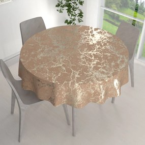 Biante Veľký zamatový okrúhly obrus Isabela IBL-016 Zlatý mramor na púdrovo béžovom Ø 240 cm