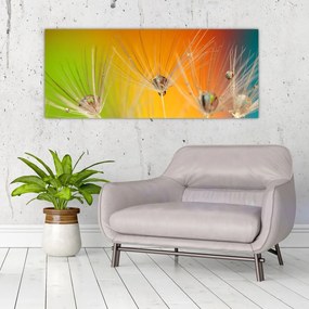 Obraz kvapiek na rastline (120x50 cm)