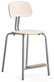 Školská stolička YNGVE, so 4 nohami, strieborná, breza, V 610 mm