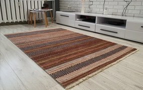 Moderný viacfarebný koberec Banco 1049 – hnedý odtieň Rozmer: 60x110 cm