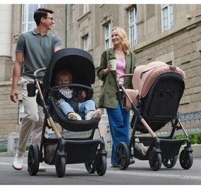 KINDERKRAFT - Kombinovaný kočík 3v1 MOOV 2 Pure black + autosedačka MINK PRO