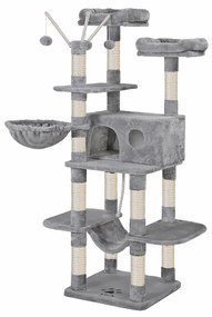 Škrabadlo pre mačky, XXL mačací strom, 164 cm, svetlošedé