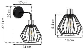 Nástenné svietidlo NUVOLA 4, 1x čierne drôtené tienidlo, CH