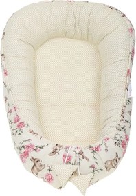 Obojstranné hniezdočko (kokon) pre bábätko - BABYMAM PREMIUM set 7v1 - Tajomná záhrada s marhuľovou minkou