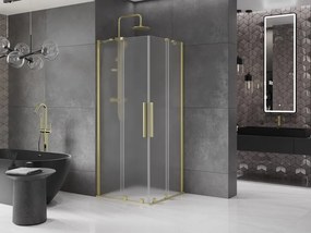 Mexen Velar Duo, sprchový kút s posuvnými dverami 80 x 80 cm, 8mm sklo námraza, zlatá matná, 871-080-080-32-55