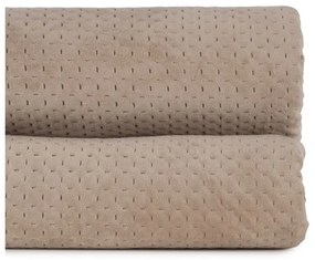 Béžový zamatový prešívaný pléd 240x260 cm – Ixia