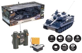 Teddies Tank RC TIGER I  so zvukom a svetlom, 33 cm, na batérie + dobíjací pack 40 MHz