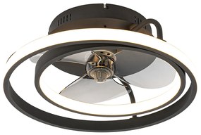 Stropný ventilátor čierny 46,5 cm vrátane LED s diaľkovým ovládaním - Kees