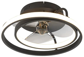 Stropný ventilátor čierny 46,5 cm vrátane LED s diaľkovým ovládaním - Kees