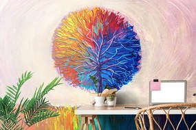 Samolepiaca tapeta pestrofarebný strom v akvarelovom prevedení