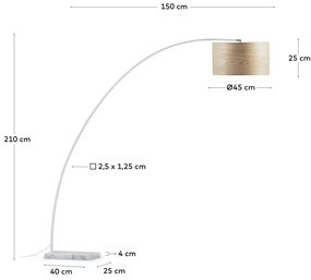 Biela/v prírodnej farbe stojacia lampa s dreveným tienidlom (výška 210 cm) Juhe Ash – Kave Home