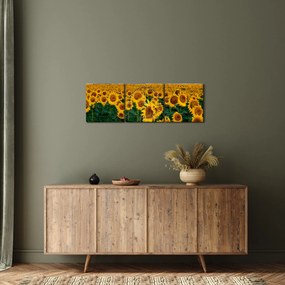 Obraz slnečnicového poľa (s hodinami) (90x30 cm)
