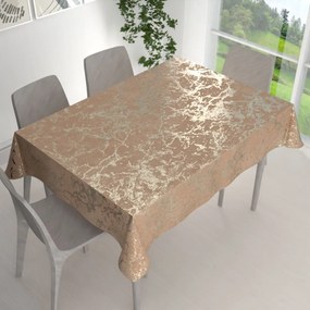 Biante Zamatový obdĺžnikový obrus Isabela IBL-016 Zlatý mramor na púdrovo béžovom 120x140 cm