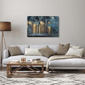 Obraz zasneženého lesa (90x60 cm)