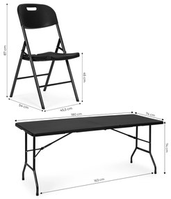 MultiGarden Cateringový skladací set - stôl + 4 stoličky, HDPE čierna MultiGarden