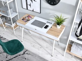 PC stolík Vicken (dub + biela). Vlastná spoľahlivá doprava až k Vám domov. 1109859