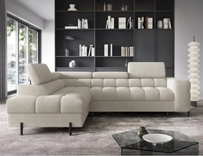 Krémovobiela rozkladacia/s úložným priestorom rohová pohovka z textílie buklé (ľavý roh/do L) Ferucce – ELTAP