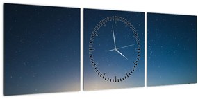 Obraz - Nočné nebo nad cestou (s hodinami) (90x30 cm)