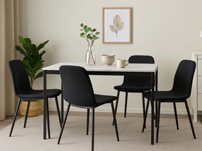 AKCIA Čierny jedálenský stôl RAMOD 100x60 cm, biely mramorový dekor II. akosť