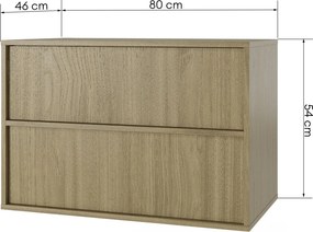 Závesná skrinka pod umývadlo Mossy s doskou 80 cm dub perleťový